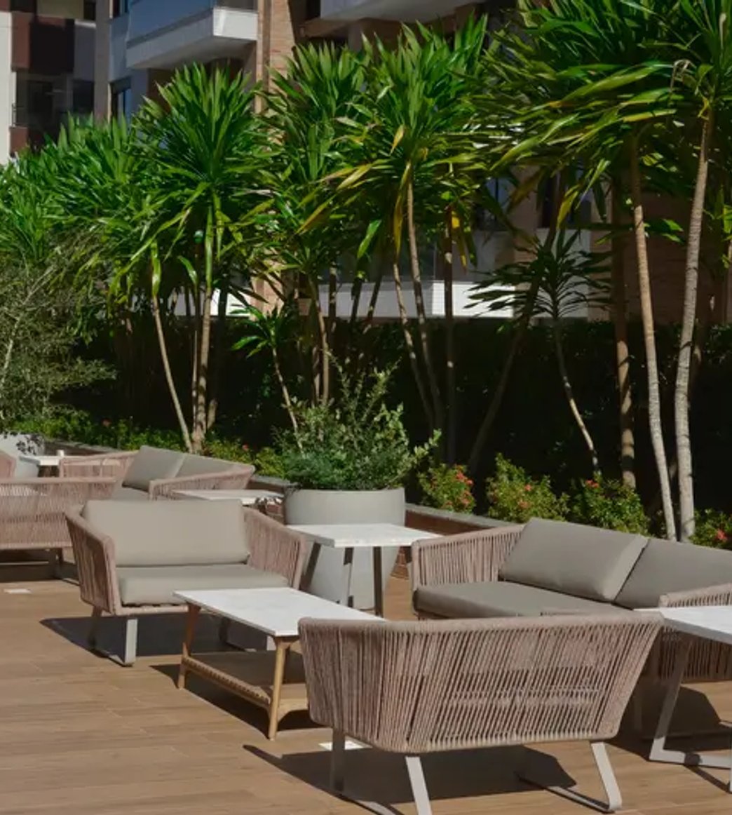 Área de lazer com jardim